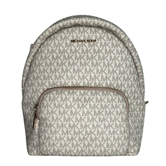 Michael Kors Erin S MINI VanillaPink Backpack Purse MK Signature Logo Pre-owned - Picture 2 of 7